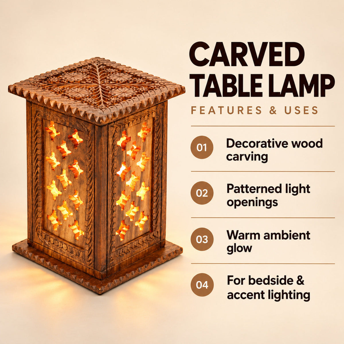 Wooden Table Lamp Carving