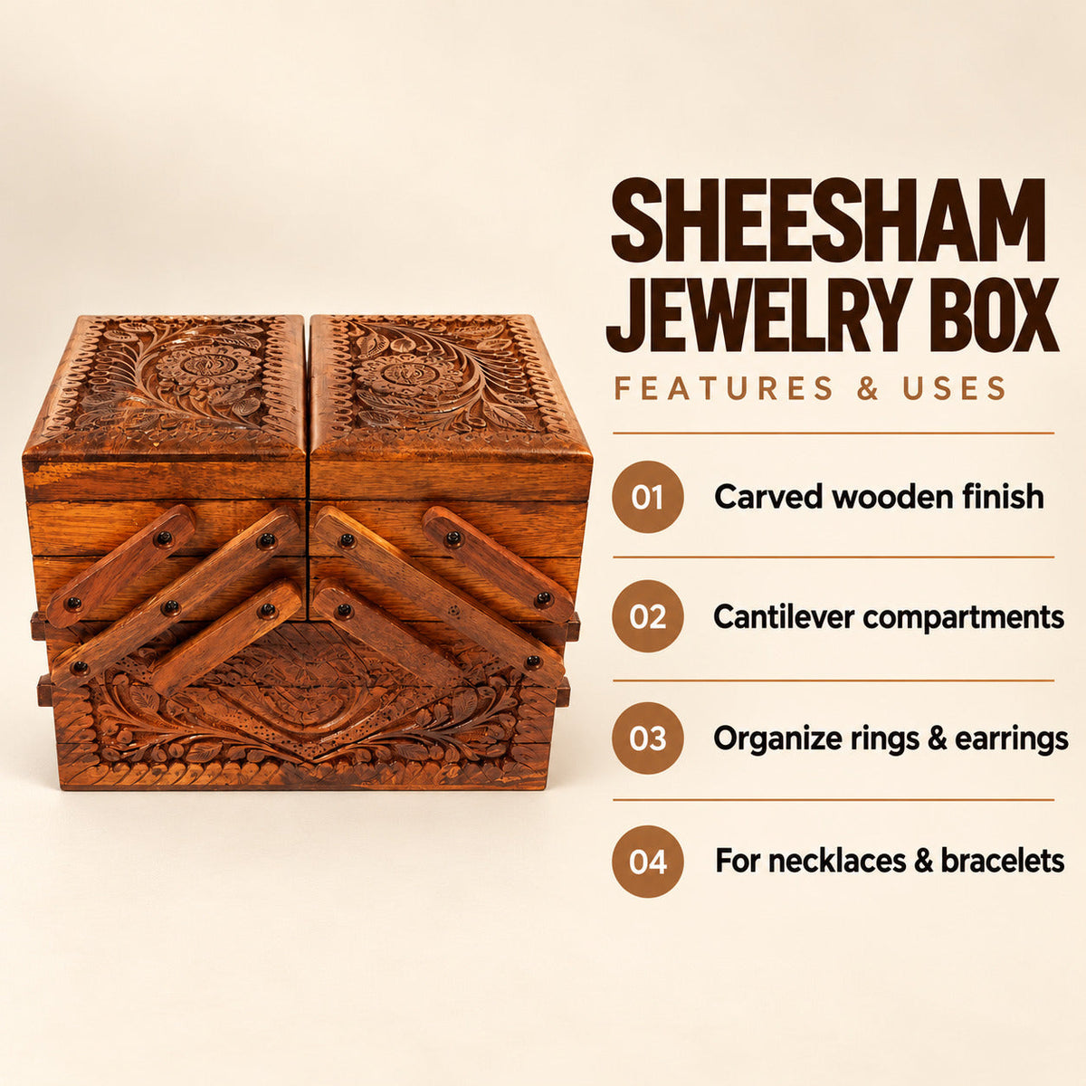 Sheesham Wood Jewelry/Singhar Box