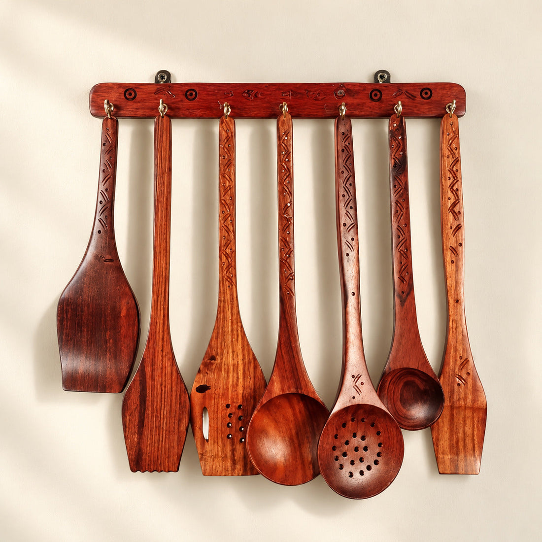 Kitchen Utensils Set, Wooden Cooking Utensil Set of 7