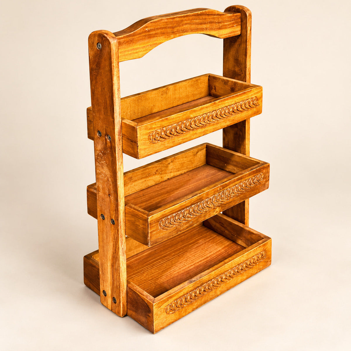 Wooden Spoon Stand | 3-Tier Chamach Rack | Utensil Organizer