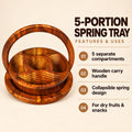 5-Portion Wooden Spring Tray – Handcrafted Dry Fruit Serving Dish