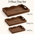 Premium 3-Piece Wooden Serving Tray Set – Large, Medium & Small