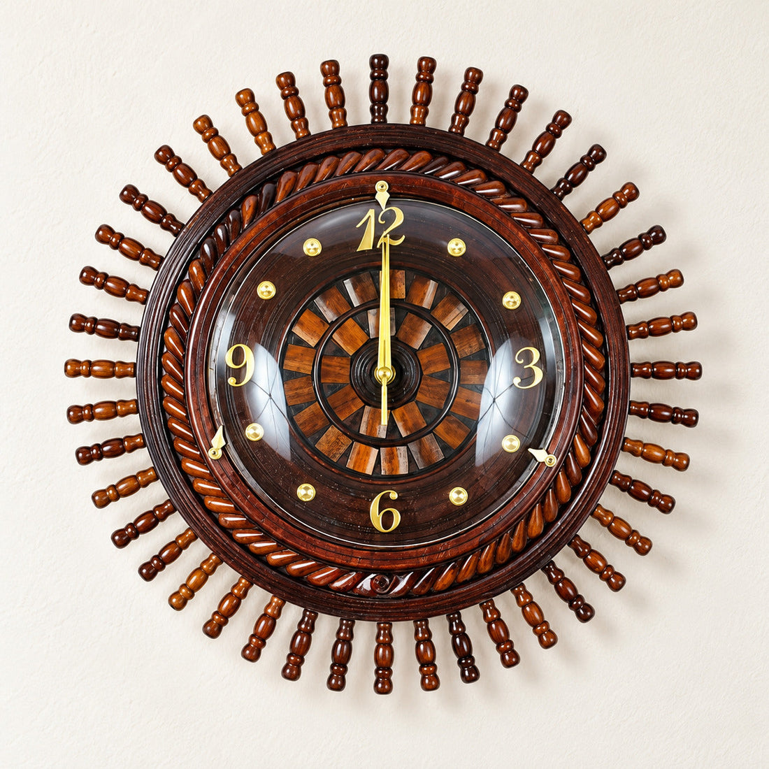 Wall Clock Wooden Dark Brown