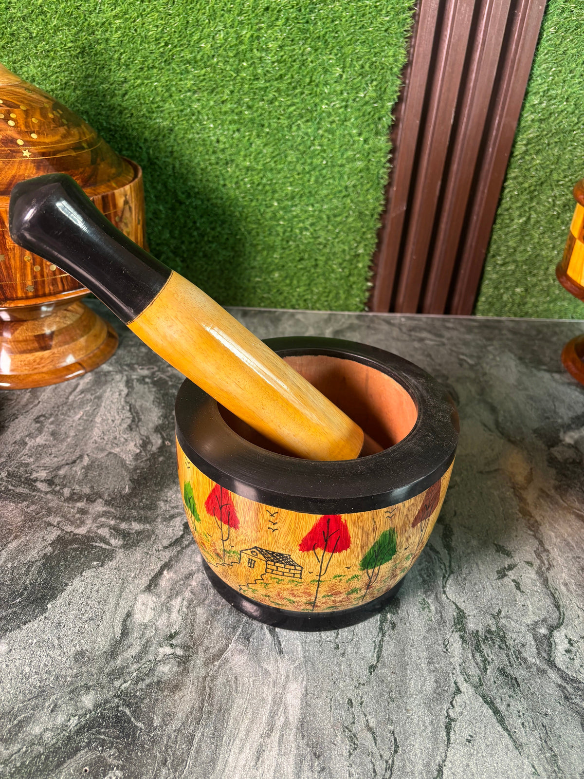 Wooden Pestle – Shesham Wood | Apple Yellow Colour