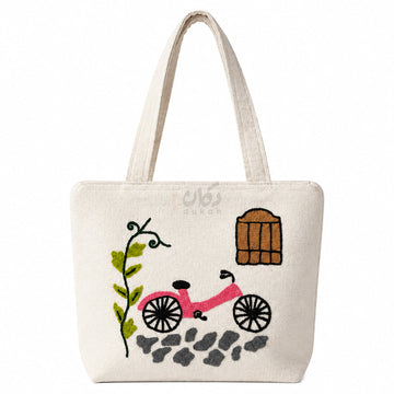 Handcrafted Embroidered Canvas Tote Bag | Handmade Eco-Friendly Women's Shoulder Bag
