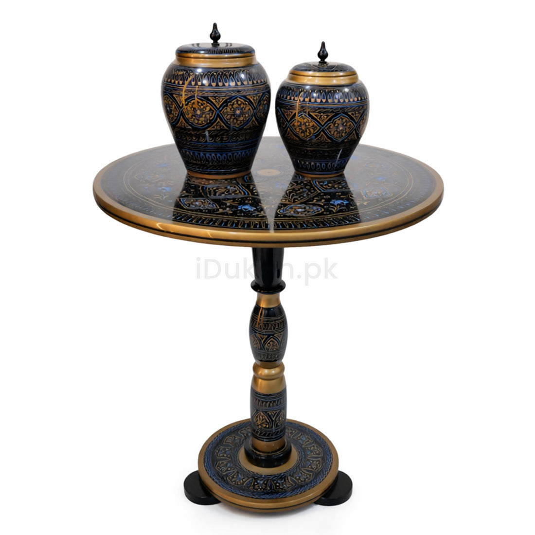 Naqashi Art Hand Painted Wood MDF Round Coffee Table 16" & 18" Diameter