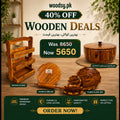 Woodsy Premium Kitchen Combo – Hotpot+ Tray Set + Tukri Plate Set + Chakla Belan | 40% OFF Deal