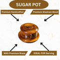 Handcrafted Wooden Sugar Pot with Brass Inlay & Spoon – Traditional Design