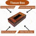 Handcrafted Wooden Tissue Box – Naqshi Art – Light Orange, Red & Yellow Shades with Black – 6x11 inch