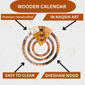 Wooden Handmade Calendar – Sheesham Wood | Rotating Day, Date & Month Dials