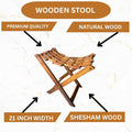 Handmade Foldable Wooden Tukri Shape Stool with Brass Work – Pure Sheesham Wood | 20” Height x 21” Length x 12” Width