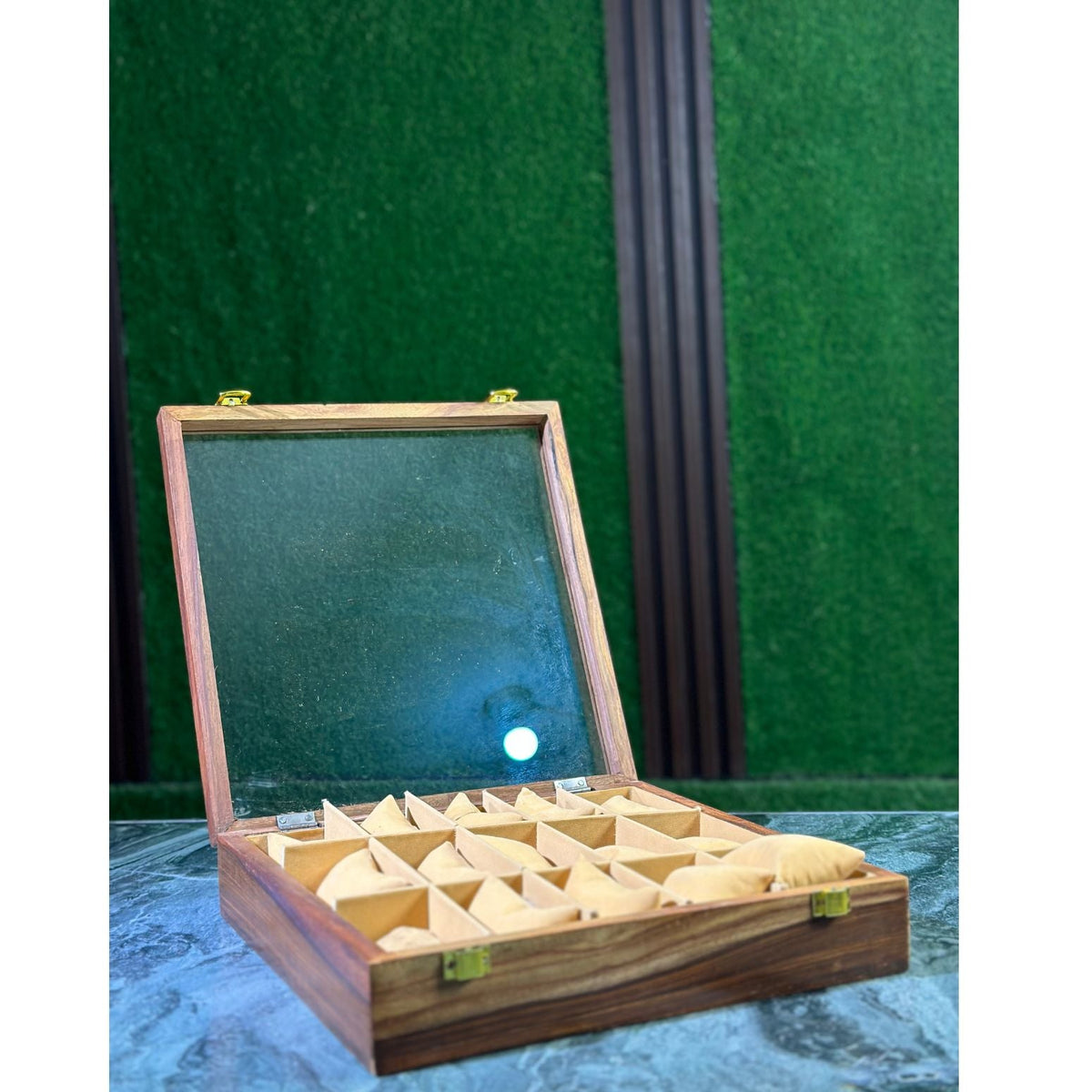 Premium Handmade Wooden Watch Box – 15 Slot Organizer with Glass Display Lid