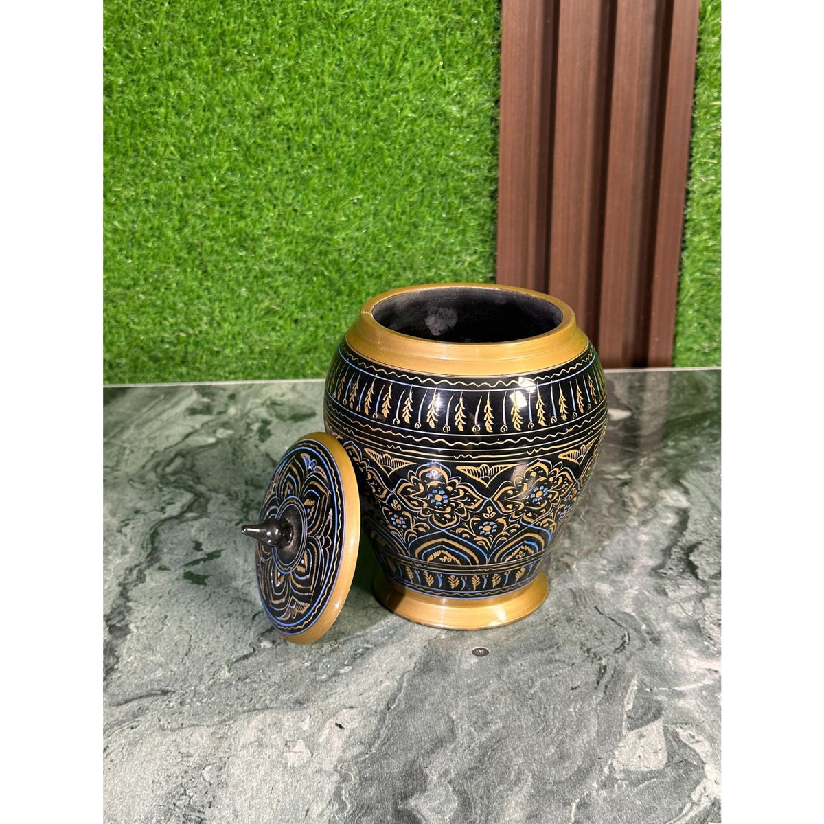 Blue & Black Naqshi art Candy jar in Beautiful Pakistani Tradition Art