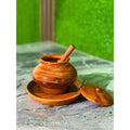 Handcrafted Wooden Sugar Pot with Spoon & Plate – Premium Sheesham Wood Finish