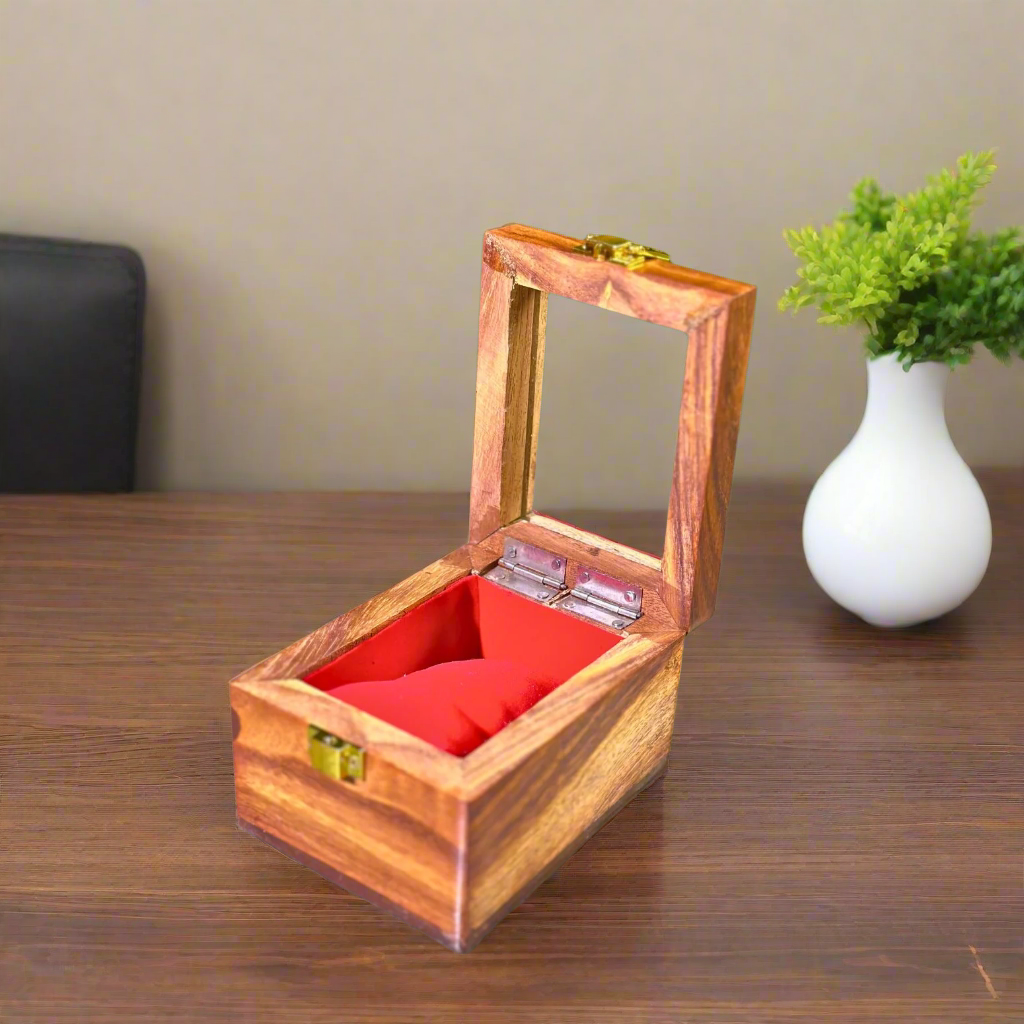 Sheesham Wood Single Watch Box – 1 Slot with Glass Display Lid