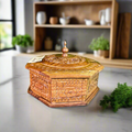 Handcrafted Wooden Hotpot – Octagon Shape with Intricate Hand-Carved Detailing (12x8