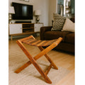 Handmade Foldable Wooden Stool with Premium Brass Work – Pure Sheesham Wood | 20” Height × 21” Length × 12” Width