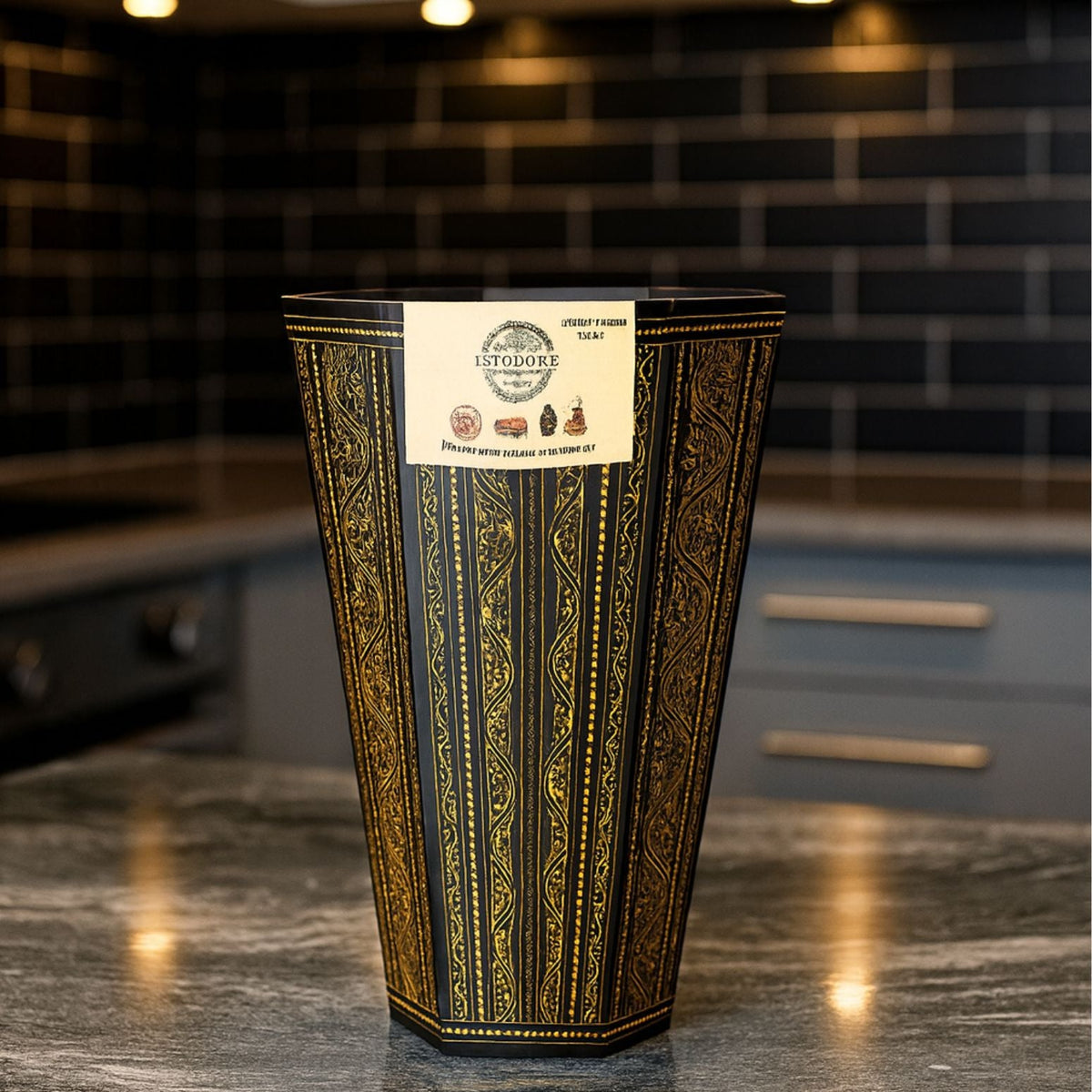 Handcrafted Wooden Dustbin – Yellow & Black Finish | Pure Sheesham Wood | 11” Height