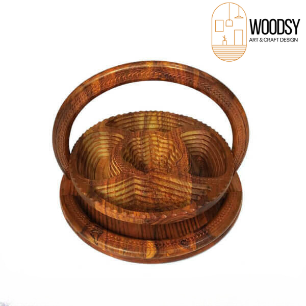 5-Portion Wooden Spring Tray – Handcrafted Dry Fruit Serving Dish