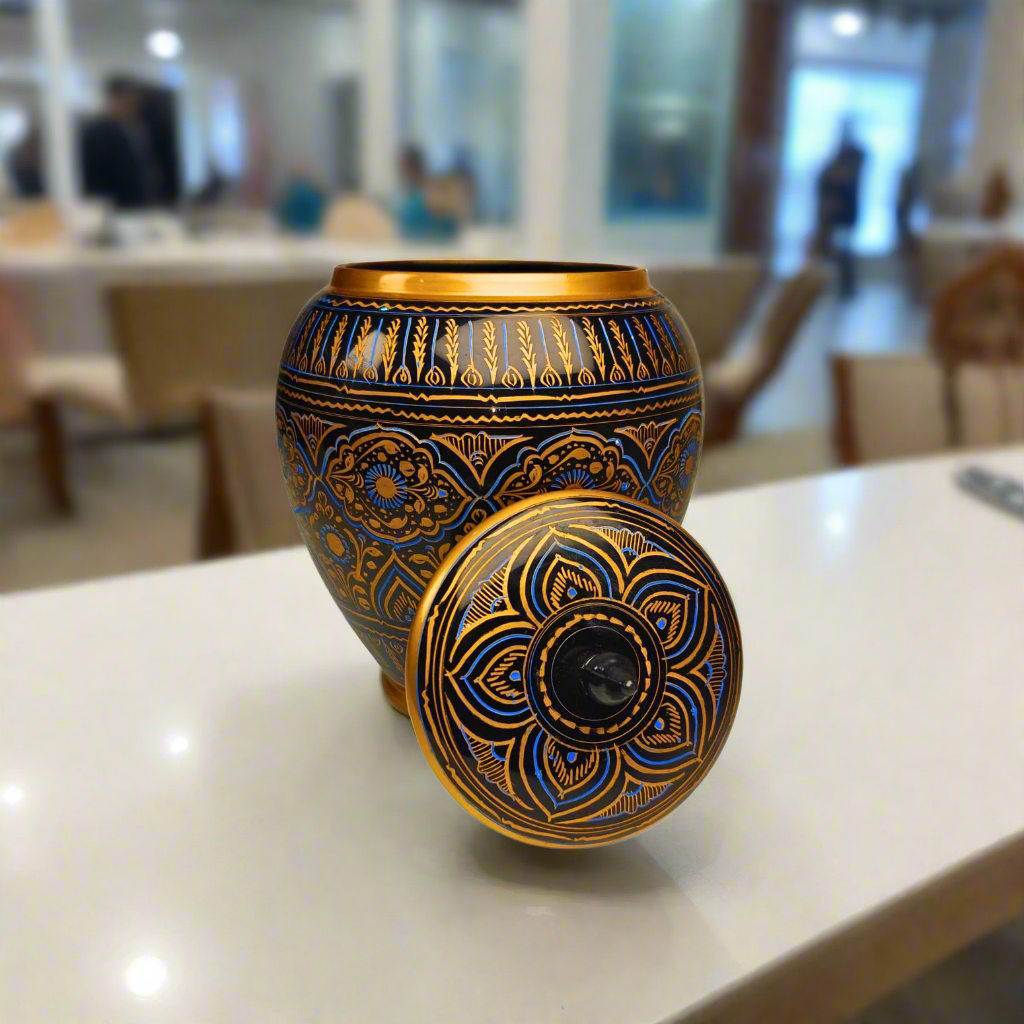 Blue & Black Naqshi art Candy jar in Beautiful Pakistani Tradition Art