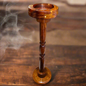 Wooden Ashtray With Stand (20" Height ) In Brass Work