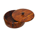Premium Sheesham Wooden Hotpot (12 Inch) – Handcrafted Serving Box with Lid