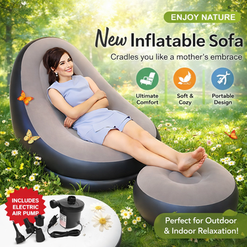 Inflatable Sofa with Footrest and Free Electric Pump