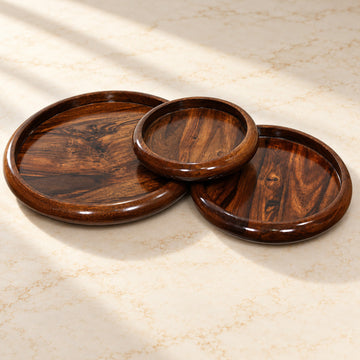 Wooden handmaded plate set in shesham wood