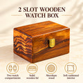 Handcrafted Sheesham Wood Watch Box – 2 Slot with Solid Lid