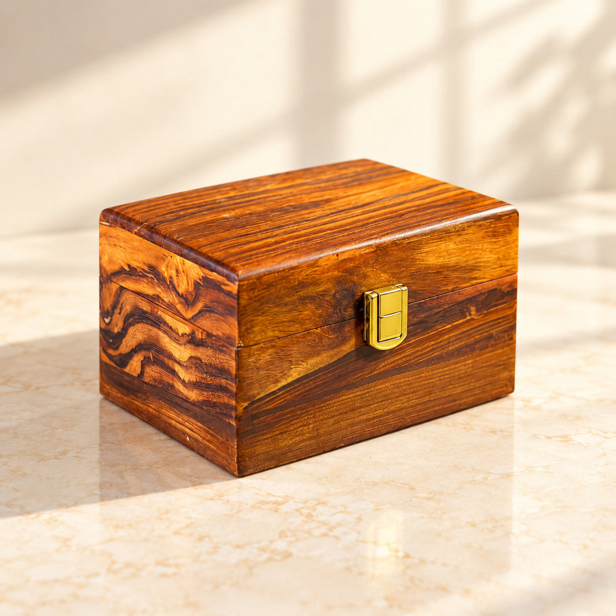 Handcrafted Sheesham Wood Watch Box – 2 Slot with Solid Lid