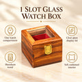 Sheesham Wood Single Watch Box – 1 Slot with Glass Display Lid