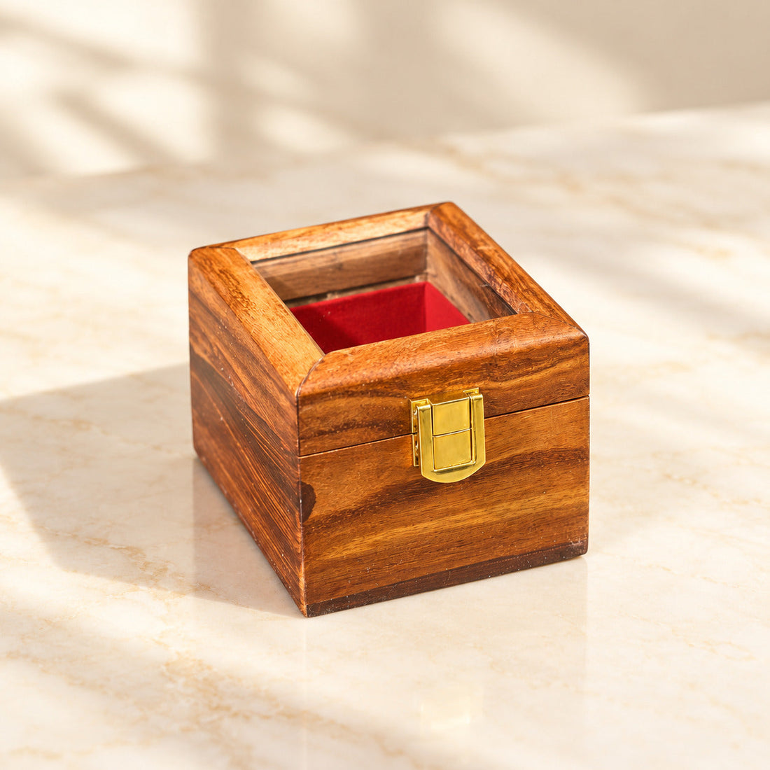Sheesham Wood Single Watch Box – 1 Slot with Glass Display Lid