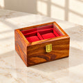 Premium Sheesham Wood Watch Box – 2 Slot Display Case with Glass Lid