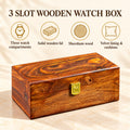 Premium Sheesham Wood Watch Box – 3 Slot Handmade Organizer