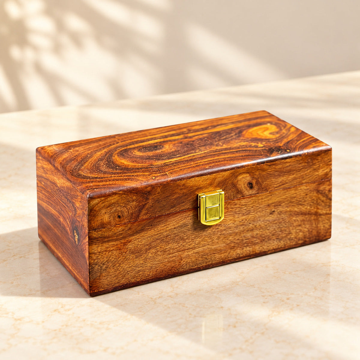 Premium Sheesham Wood Watch Box – 3 Slot Handmade Organizer