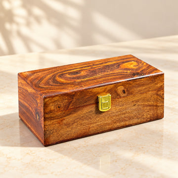 Premium Sheesham Wood Watch Box – 3 Slot Handmade Organizer