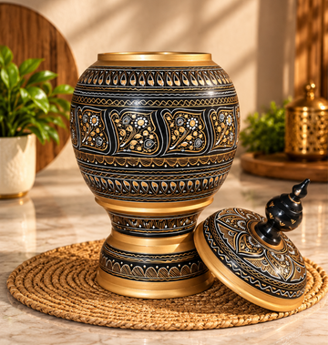 Black & Golden Candy Jar – 16 Inches