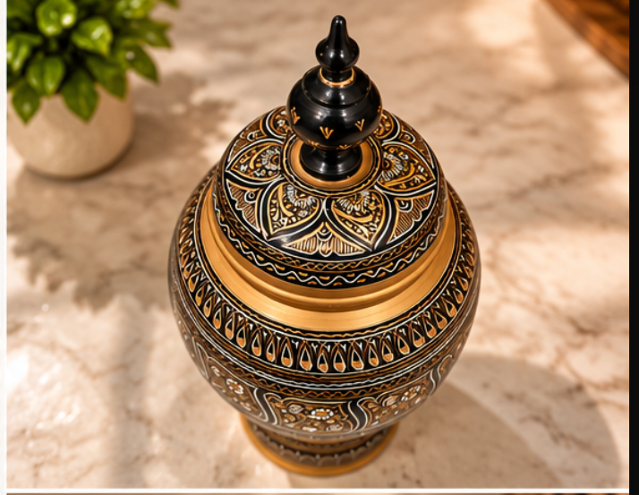 Black & Golden Candy Jar – 16 Inches