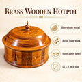 Traditional Brass-Decorated Sheesham Wooden Hotpot with Steel Bowl – 12x8