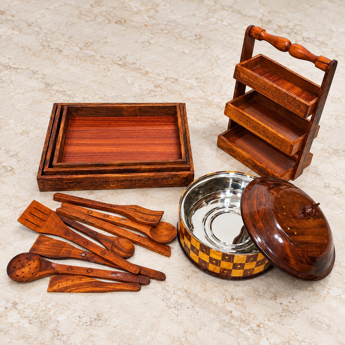 High Quality Kitchen Deal Set, Pack of 4 Wooden Items