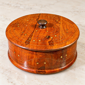 "Traditional Wooden Hotpot  (Without Steel Bowl )  – 12x8” Handcrafted with Premium Brass Inlay"
