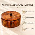 Premium Sheesham Wooden Hotpot (12 Inch) – Handcrafted Serving Box with Lid