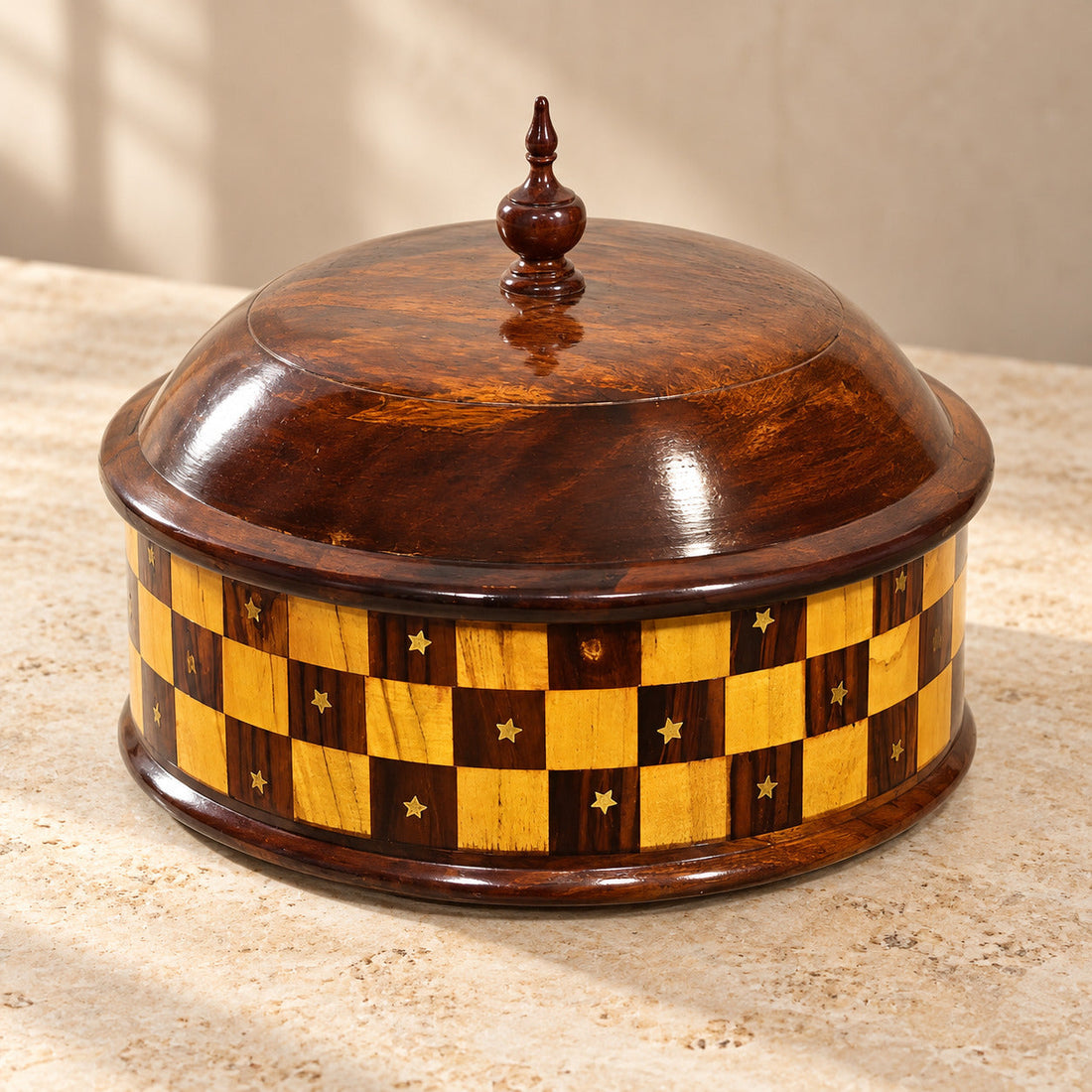 Wooden large turki brass hotpot steel inner