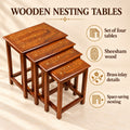 Sheesham Wood Nesting Tables with Brass Work (Set of 4)
