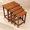 Sheesham Wood Nesting Tables with Brass Work (Set of 4)