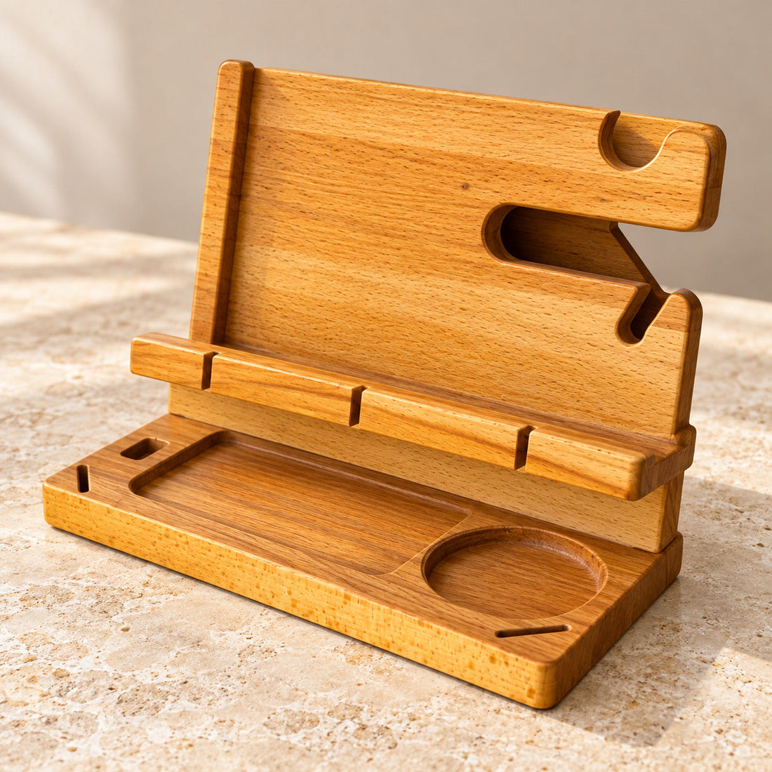 Wooden Personalized Desk organizer for Cell Phone, Tablet, Wallet, Gadgets, Watch, Keys, Accessories, Desk Organizer, Gifts for Men