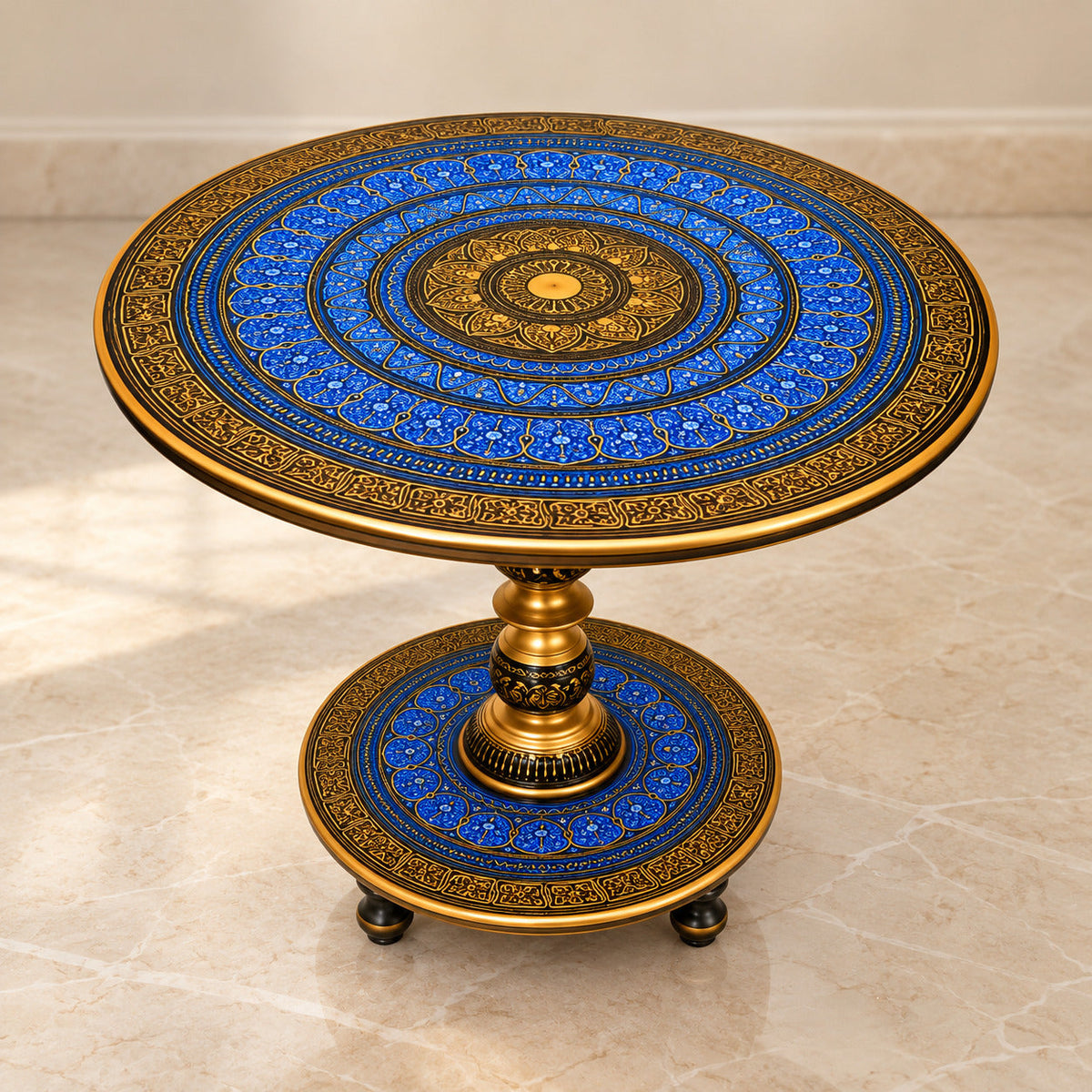 Golden Blue Lacquer Art-Coffee table 24"