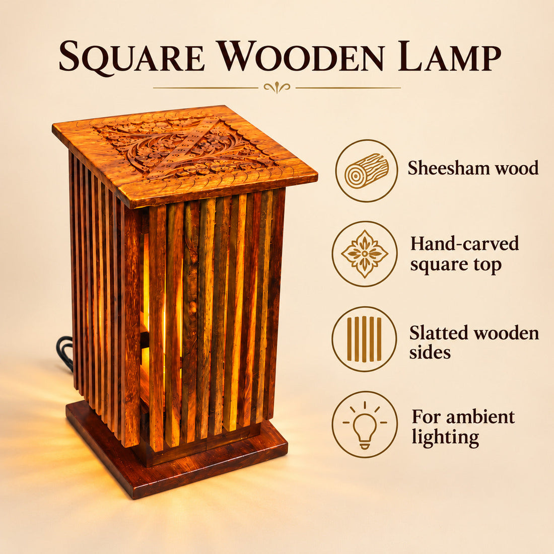 Table Lamp Carving Square