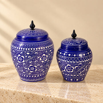 Luxe Lacquer Art-Candy Jar Set Of 2