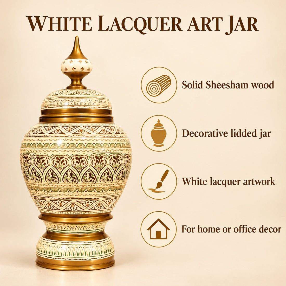 White Lacquer Art-Candy Jar